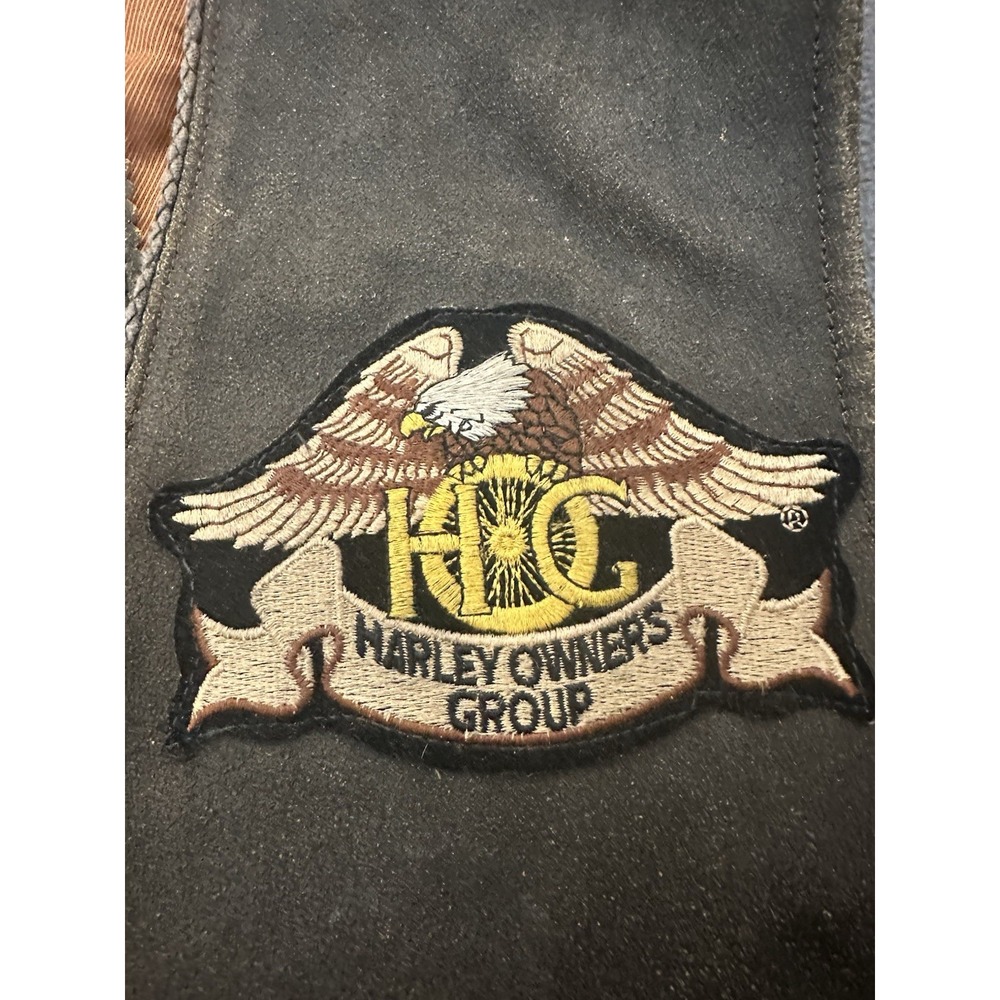 Harley Davidson Billings Brown Leather Motorcycle Vest Men's Size Medium - Picture 2 of 9